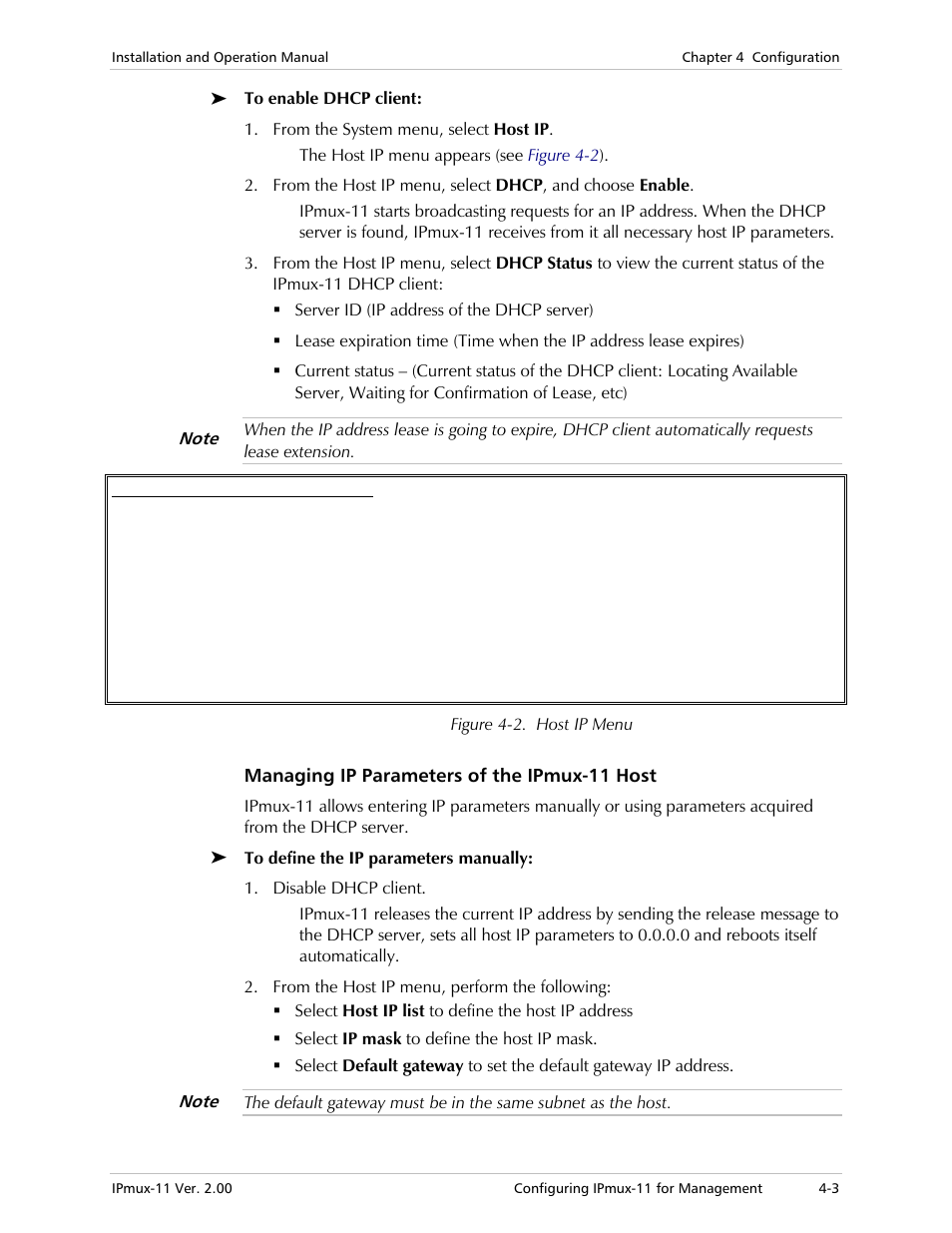 Managing ip parameters of the ipmux-11 host | RAD Data comm IPmux-11 User Manual | Page 61 / 148