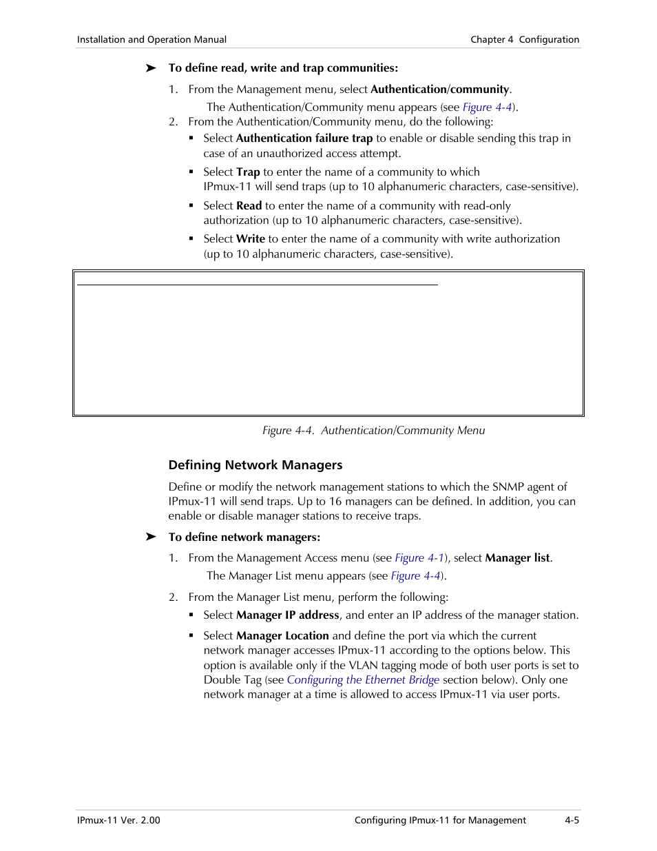 Defining network managers | RAD Data comm IPmux-11 User Manual | Page 63 / 148