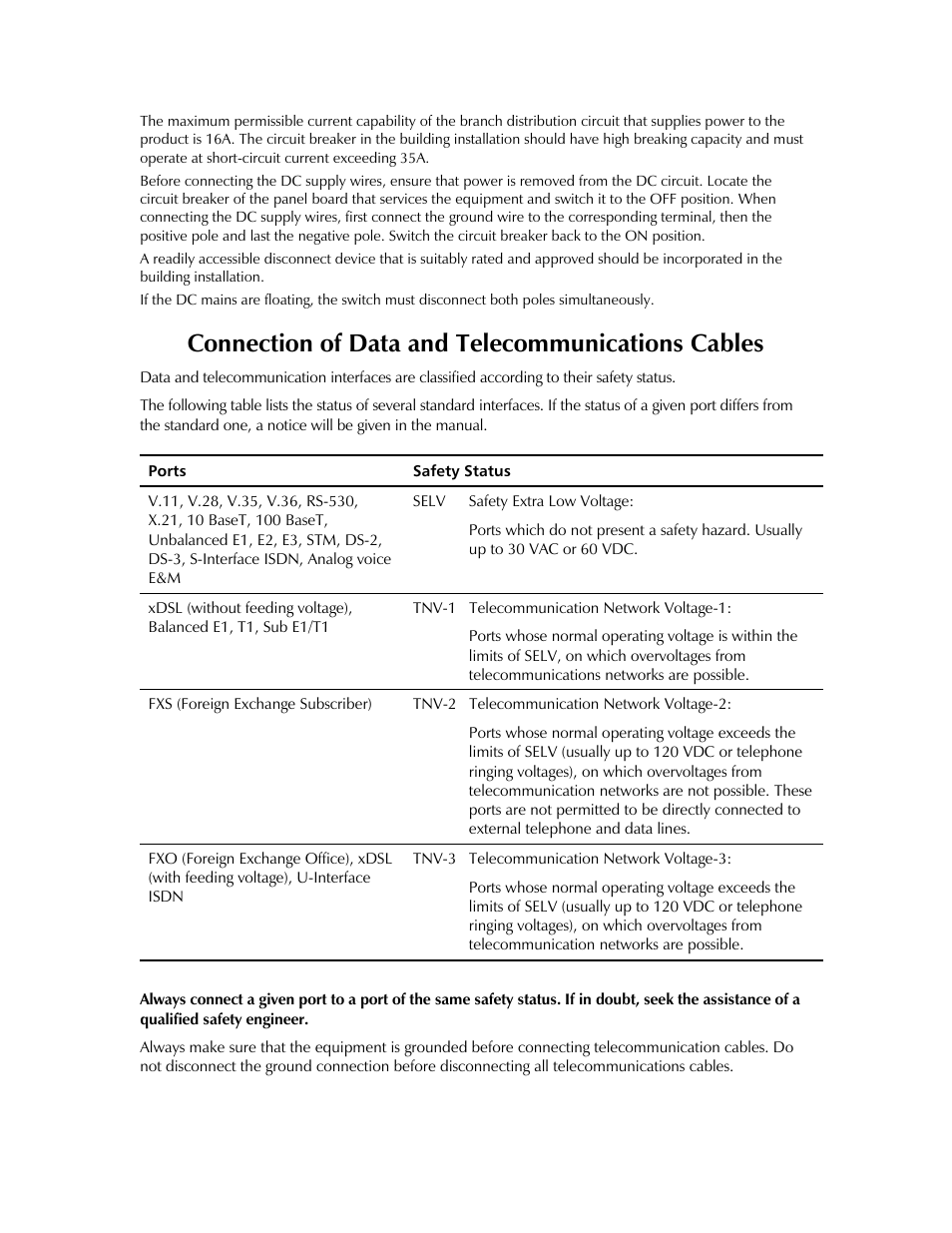 Connection of data and telecommunications cables | RAD Data comm IPmux-11 User Manual | Page 7 / 148