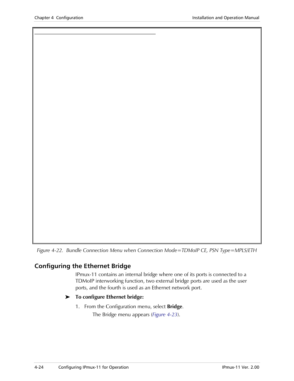 Configuring the ethernet bridge, Double tag (see, Section below). only | Figure 4-22 | RAD Data comm IPmux-11 User Manual | Page 82 / 148