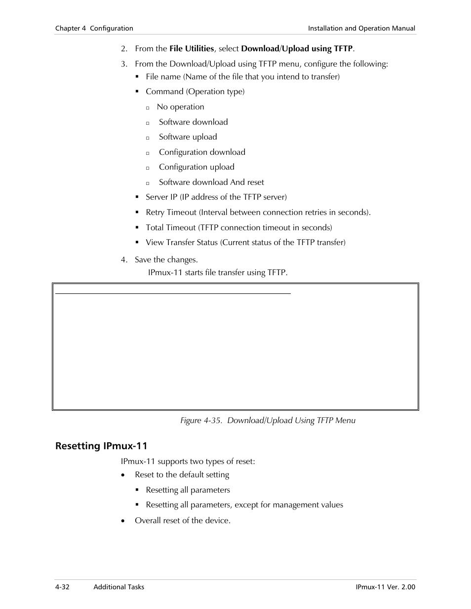 Resetting ipmux-11 | RAD Data comm IPmux-11 User Manual | Page 90 / 148