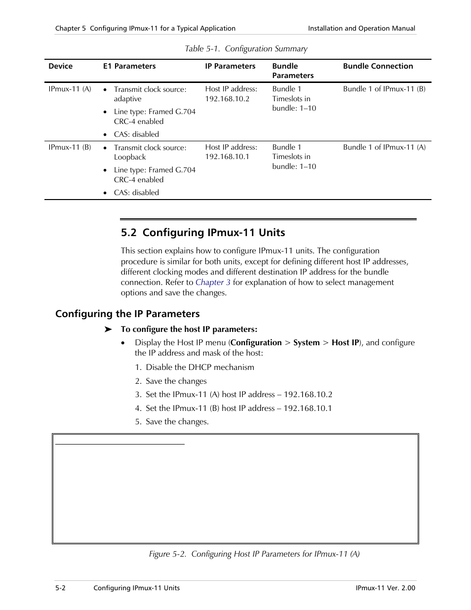 2 configuring ipmux-11 units, Configuring the ip parameters | RAD Data comm IPmux-11 User Manual | Page 94 / 148