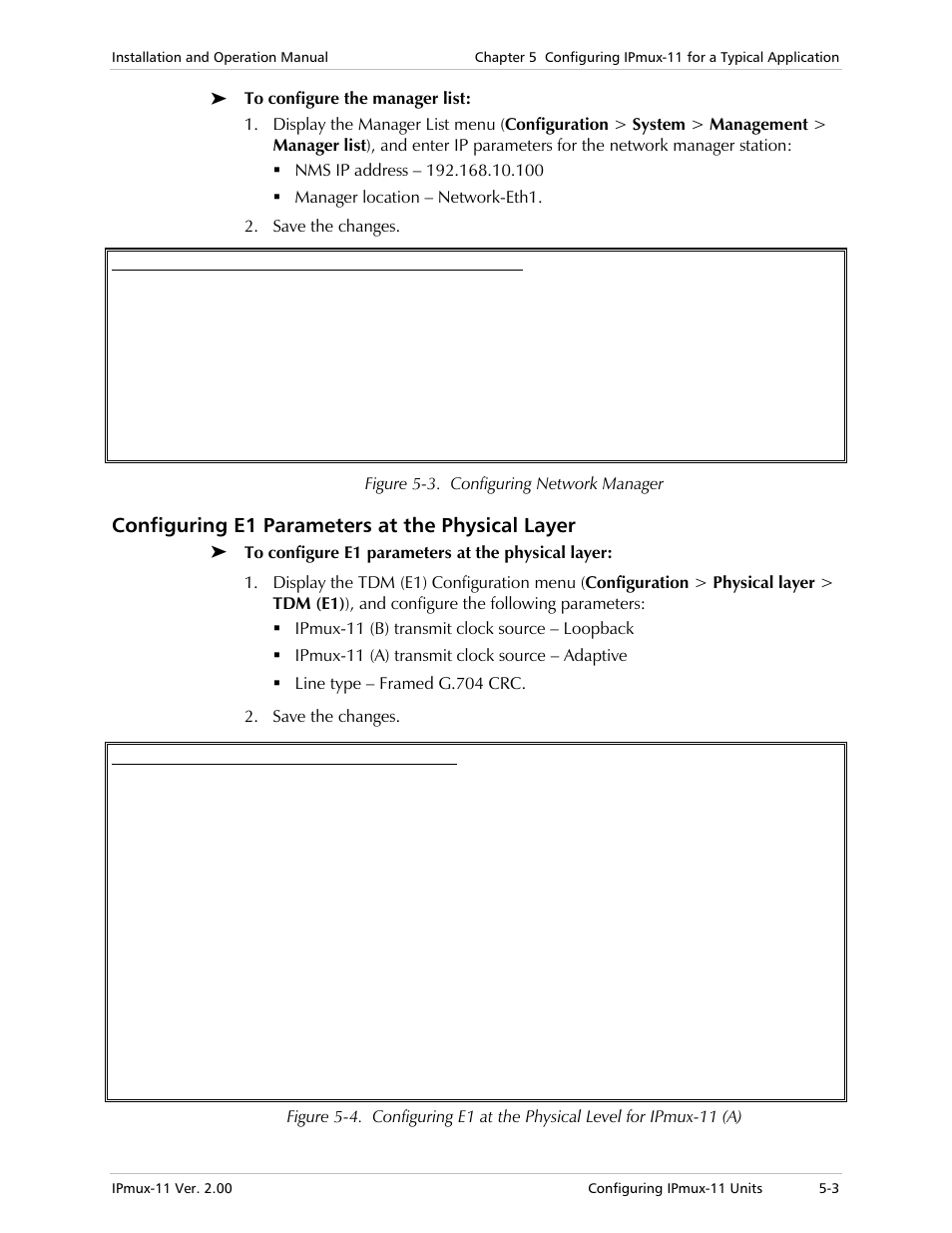 Configuring e1 parameters at the physical layer | RAD Data comm IPmux-11 User Manual | Page 95 / 148
