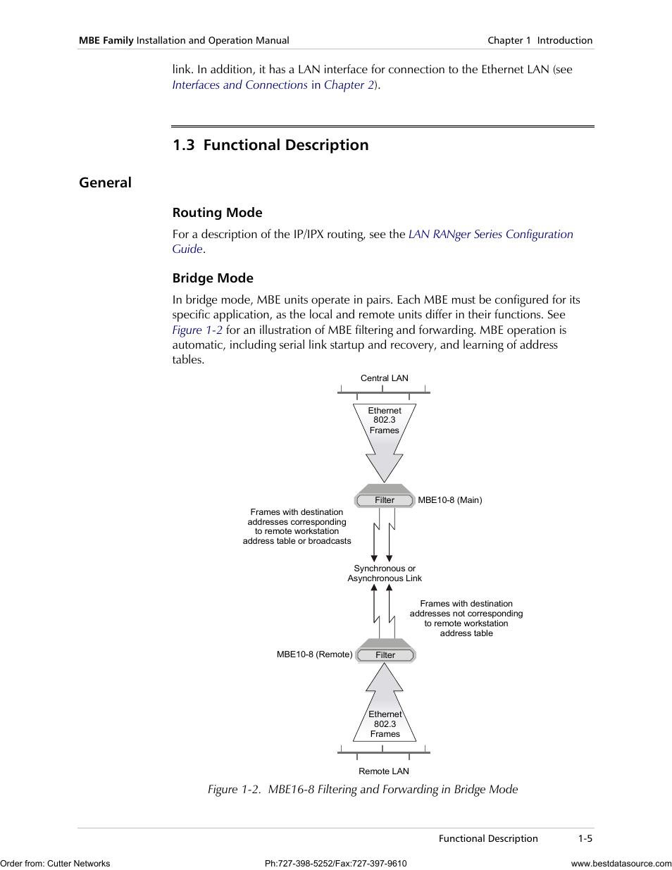 Functional description, General, 3 functional description | Routing mode, Bridge mode | RAD Data comm MBE10-1D User Manual | Page 19 / 58