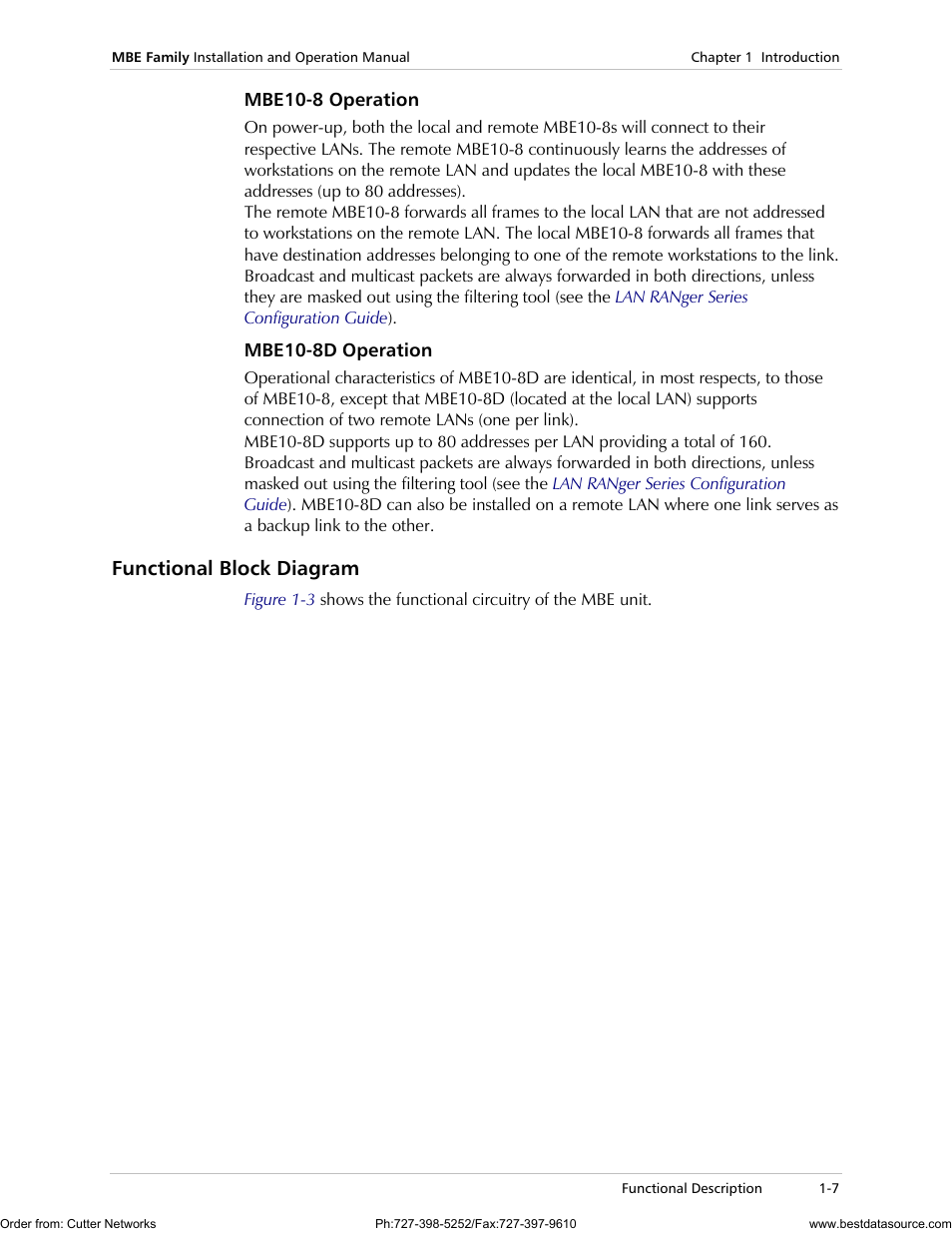 Functional block diagram | RAD Data comm MBE10-1D User Manual | Page 21 / 58