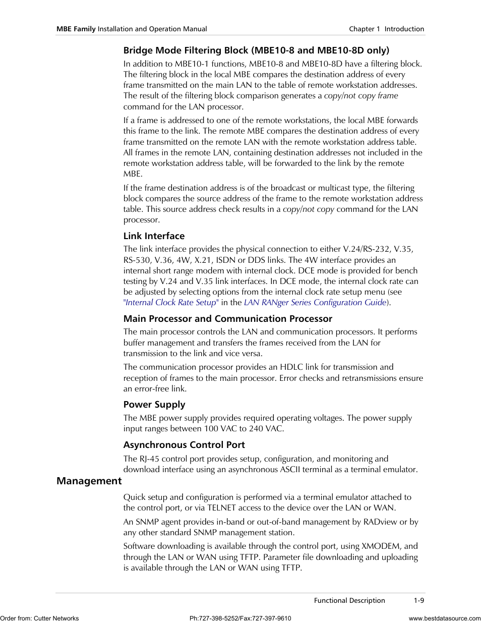 Management | RAD Data comm MBE10-1D User Manual | Page 23 / 58