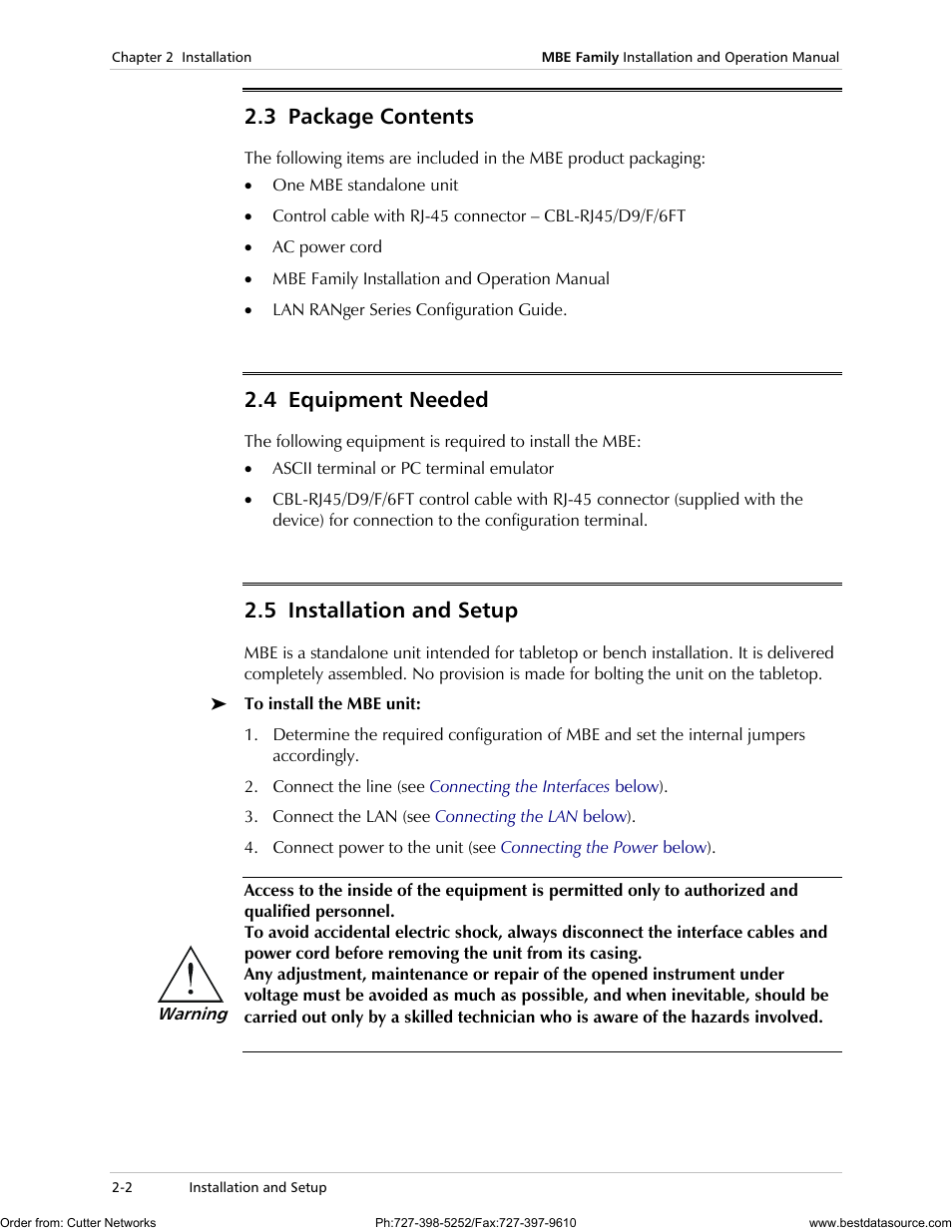 Package contents, Equipment needed, Installation and setup | 3 package contents, 4 equipment needed, 5 installation and setup | RAD Data comm MBE10-1D User Manual | Page 28 / 58