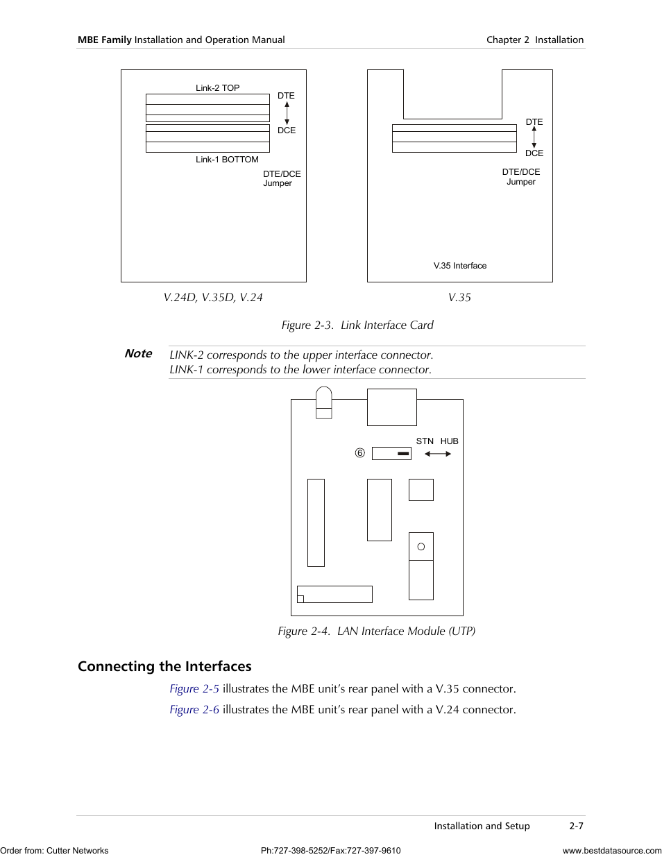 Connecting the interfaces, Figure 2-3, For jumper locations | Figure 2-4 | RAD Data comm MBE10-1D User Manual | Page 33 / 58
