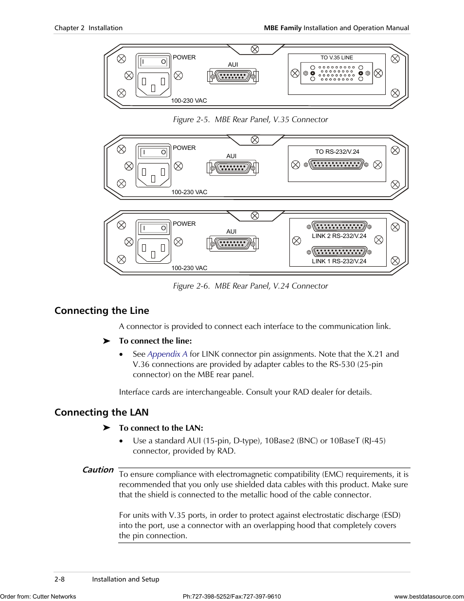 Connecting the line, Connecting the lan, Below | RAD Data comm MBE10-1D User Manual | Page 34 / 58