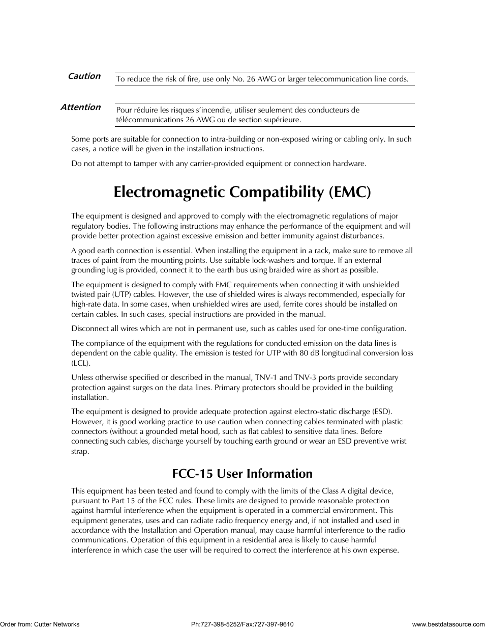 Electromagnetic compatibility (emc), Fcc-15 user information | RAD Data comm MBE10-1D User Manual | Page 8 / 58
