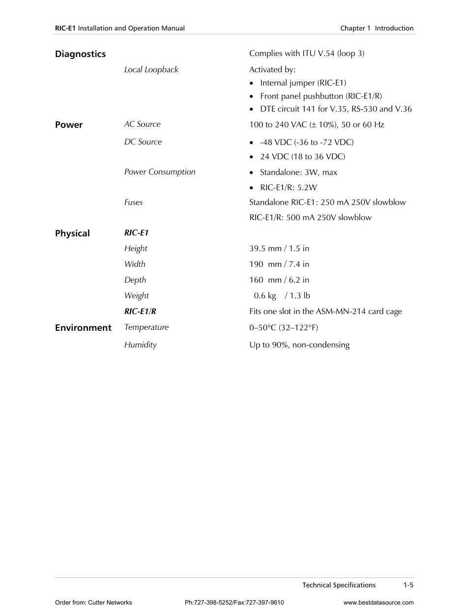 RAD Data comm E1 Interface Converter RIC-E1 User Manual | Page 19 / 99