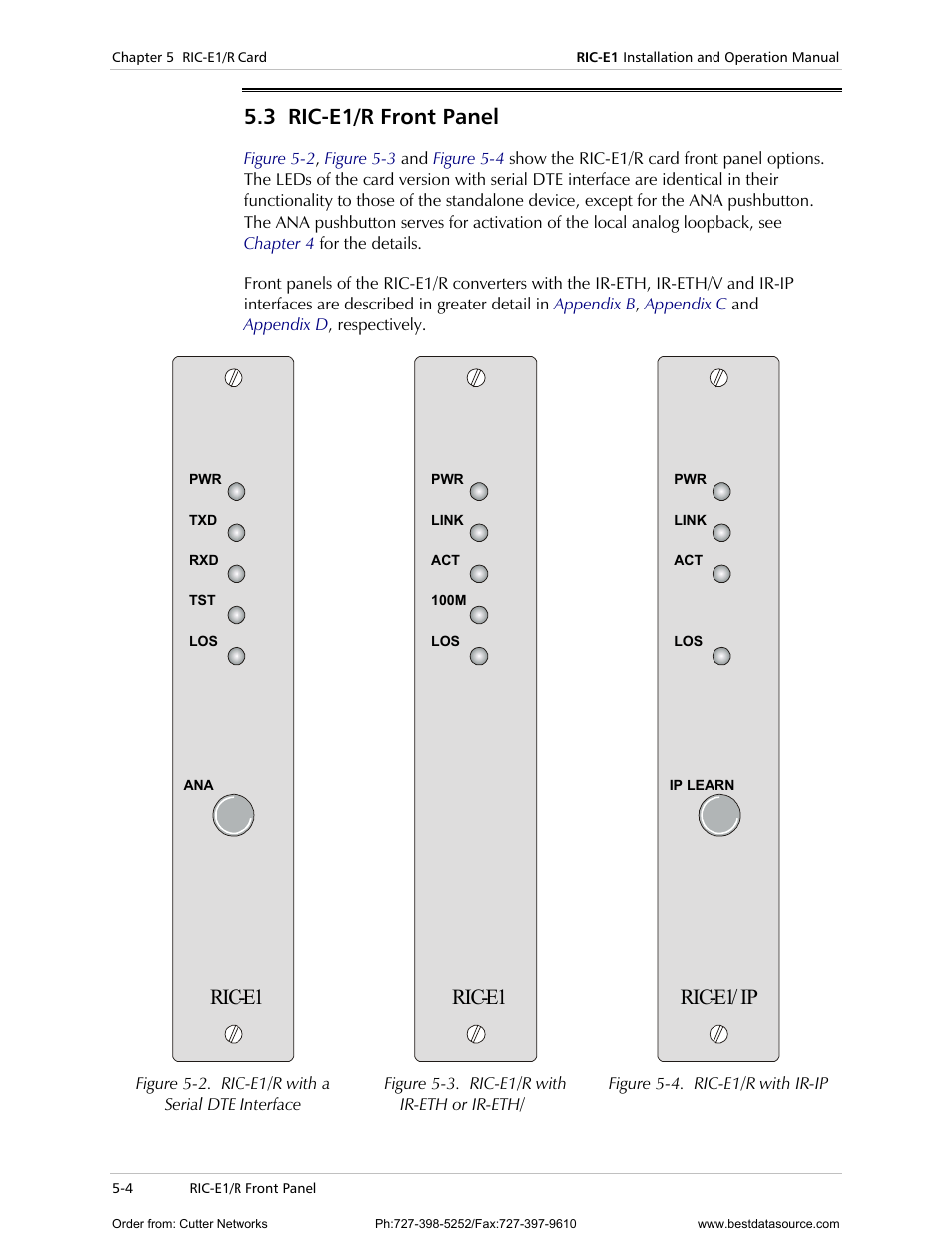 Ric-e1/r front panel, 3 ric-e1/r front panel, Ric-e1 | Ric-e1/ ip | RAD Data comm E1 Interface Converter RIC-E1 User Manual | Page 36 / 99