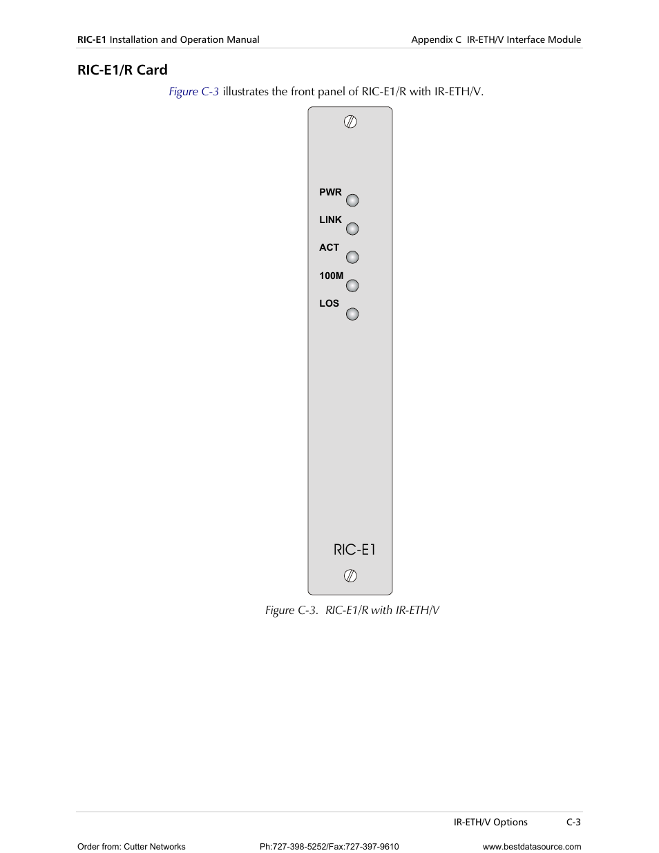 Ric-e1/r card, Ric-e1 | RAD Data comm E1 Interface Converter RIC-E1 User Manual | Page 53 / 99