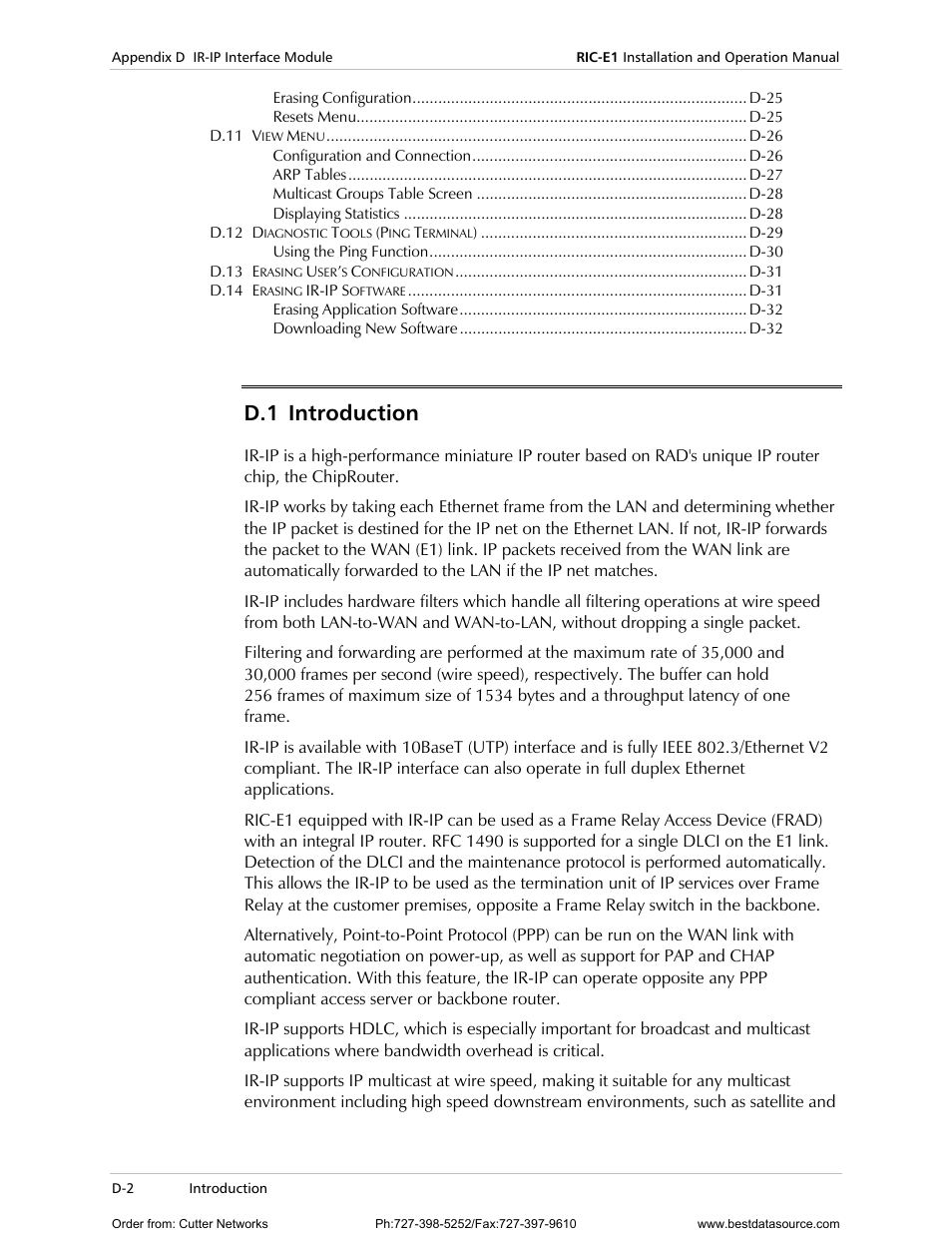 Ntroduction, D.1 introduction | RAD Data comm E1 Interface Converter RIC-E1 User Manual | Page 58 / 99