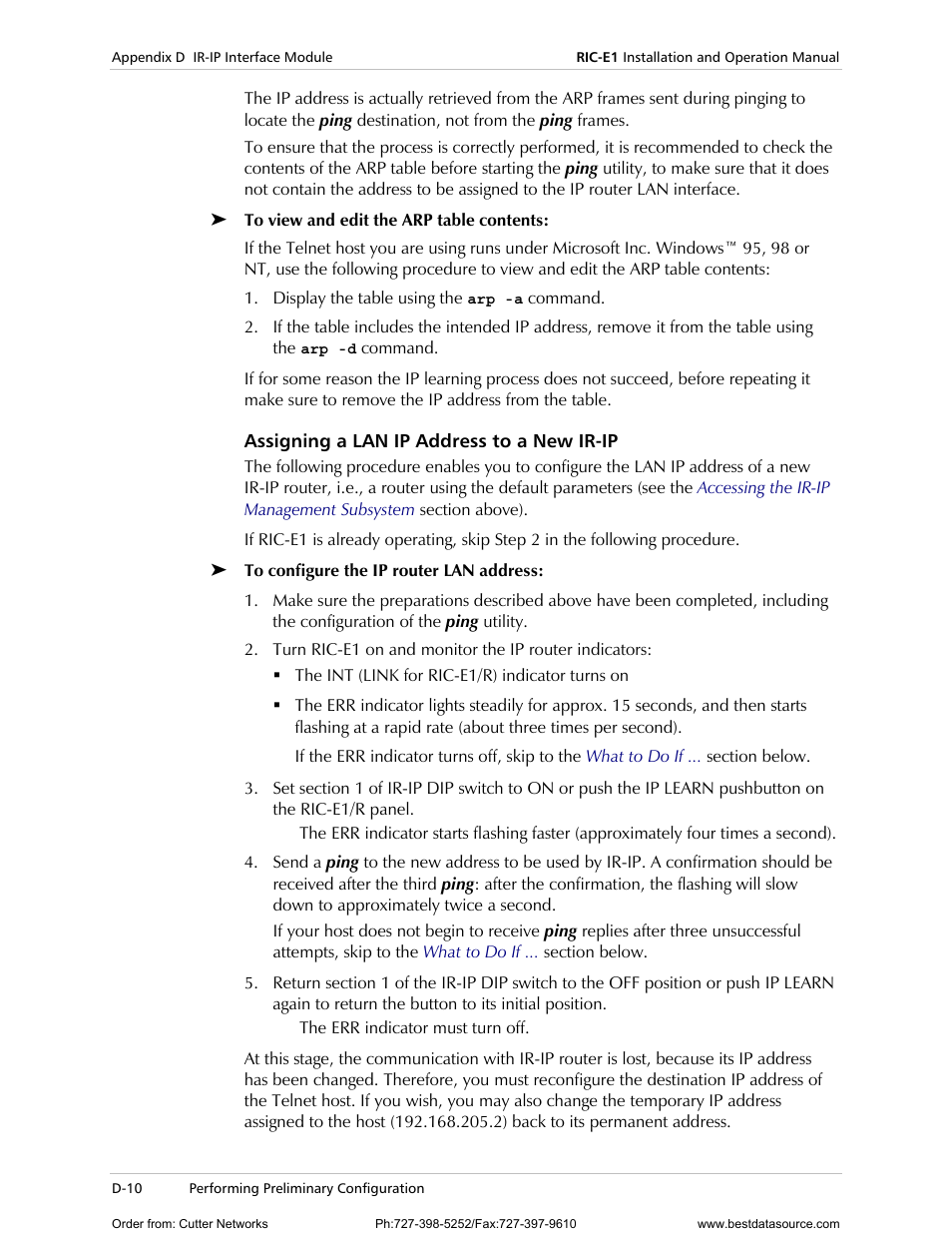 Assigning a lan ip address to a new ir-ip | RAD Data comm E1 Interface Converter RIC-E1 User Manual | Page 66 / 99