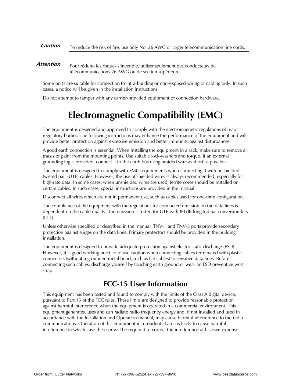 Electromagnetic compatibility (emc), Fcc-15 user information | RAD Data comm E1 Interface Converter RIC-E1 User Manual | Page 8 / 99