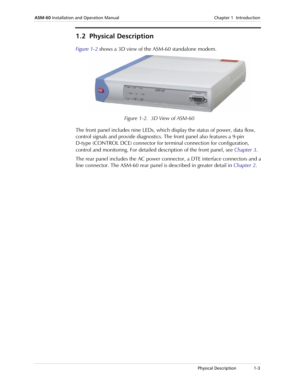 Physical description, 2 physical description | RAD Data comm 4-Wire Symmetrical VDSL Modem ASM-60 User Manual | Page 21 / 90