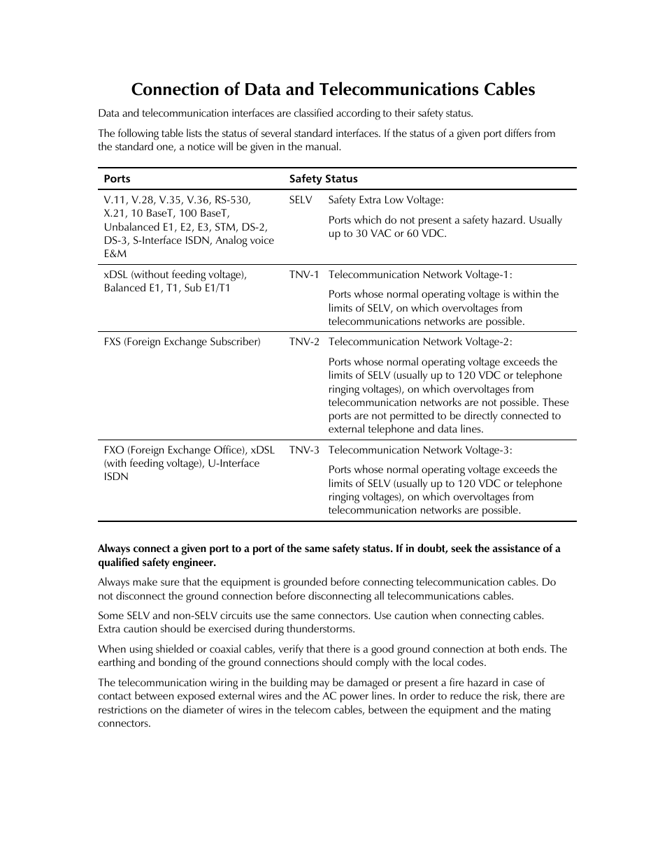 Connection of data and telecommunications cables | RAD Data comm 4-Wire Symmetrical VDSL Modem ASM-60 User Manual | Page 7 / 90