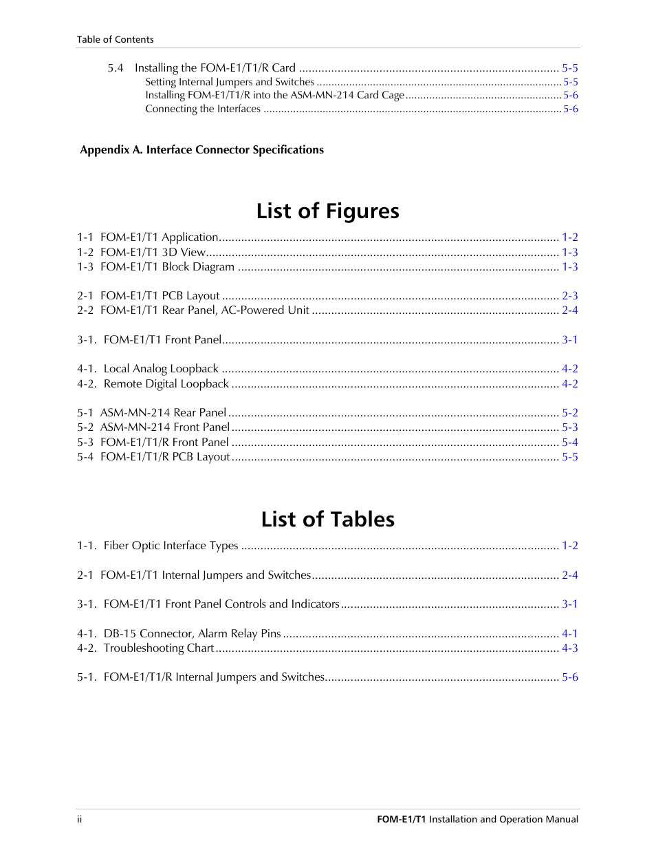List of figures, List of tables | RAD Data comm T1 User Manual | Page 14 / 46