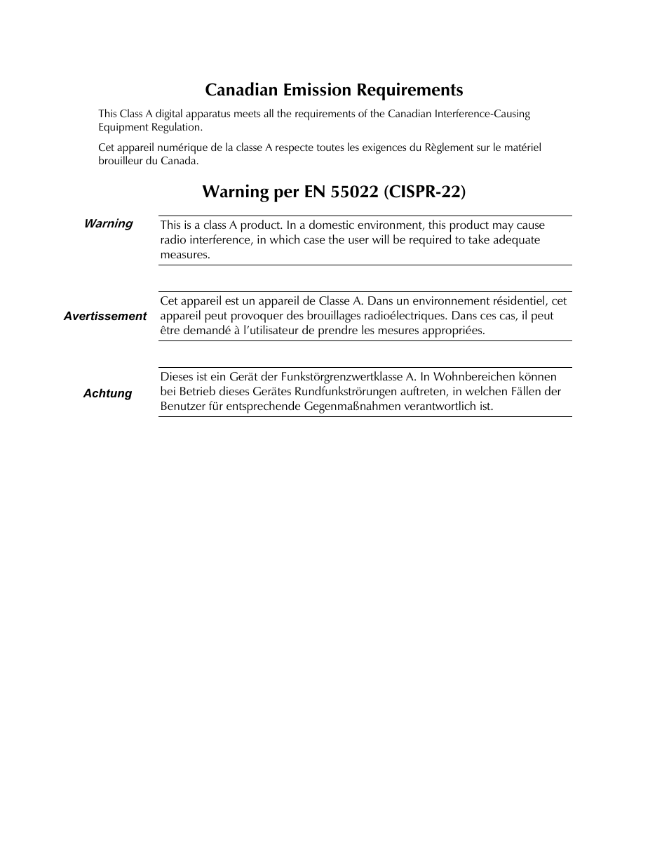 Canadian emission requirements | RAD Data comm T1 User Manual | Page 9 / 46