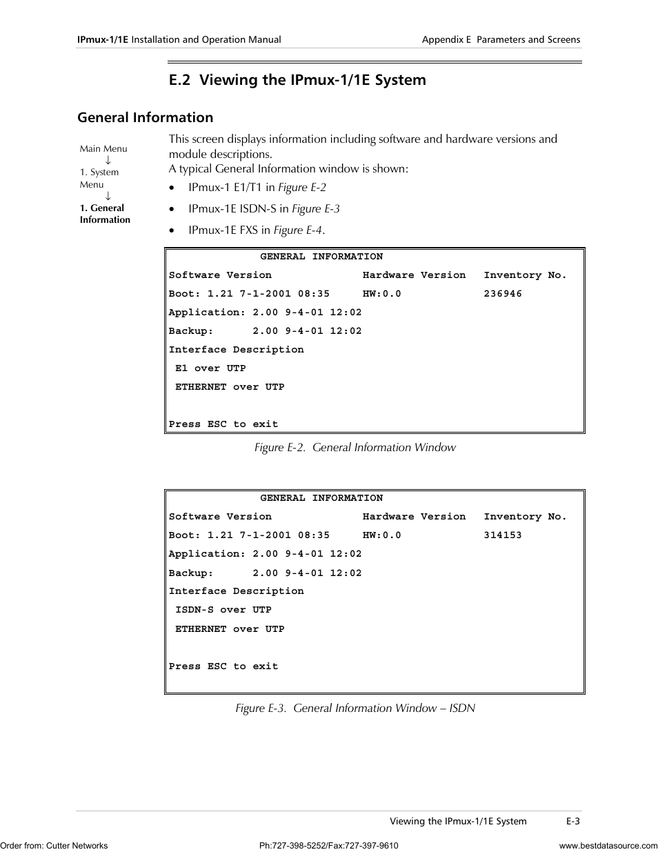 Viewing the ipmux-1/1e system, General information, E.2 viewing the ipmux-1/1e system | RAD Data comm IPmux-1 User Manual | Page 101 / 143