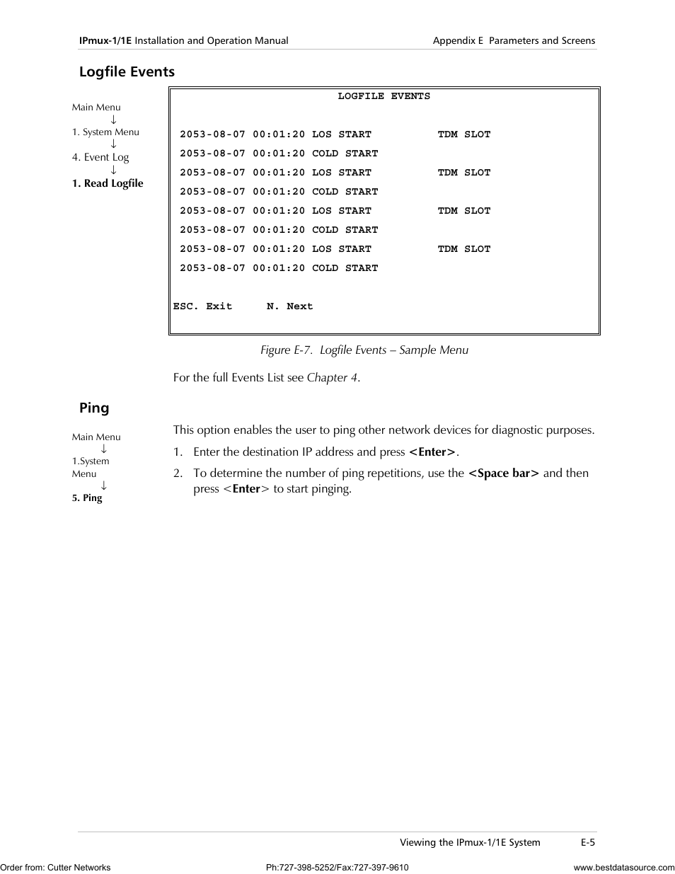 Logfile events, Ping | RAD Data comm IPmux-1 User Manual | Page 103 / 143