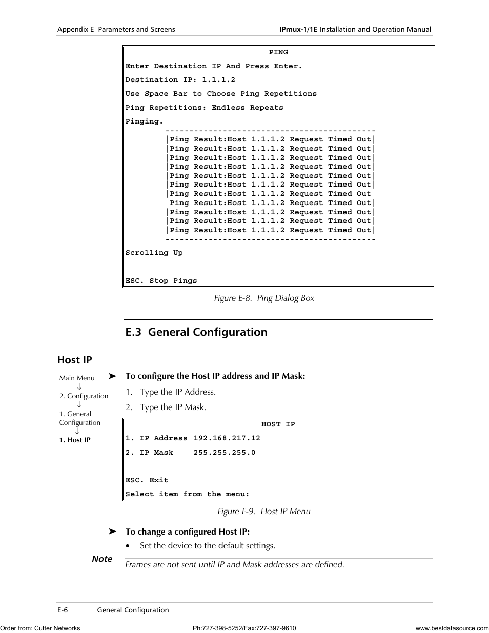 General configuration, Host ip, E.3 general configuration | RAD Data comm IPmux-1 User Manual | Page 104 / 143