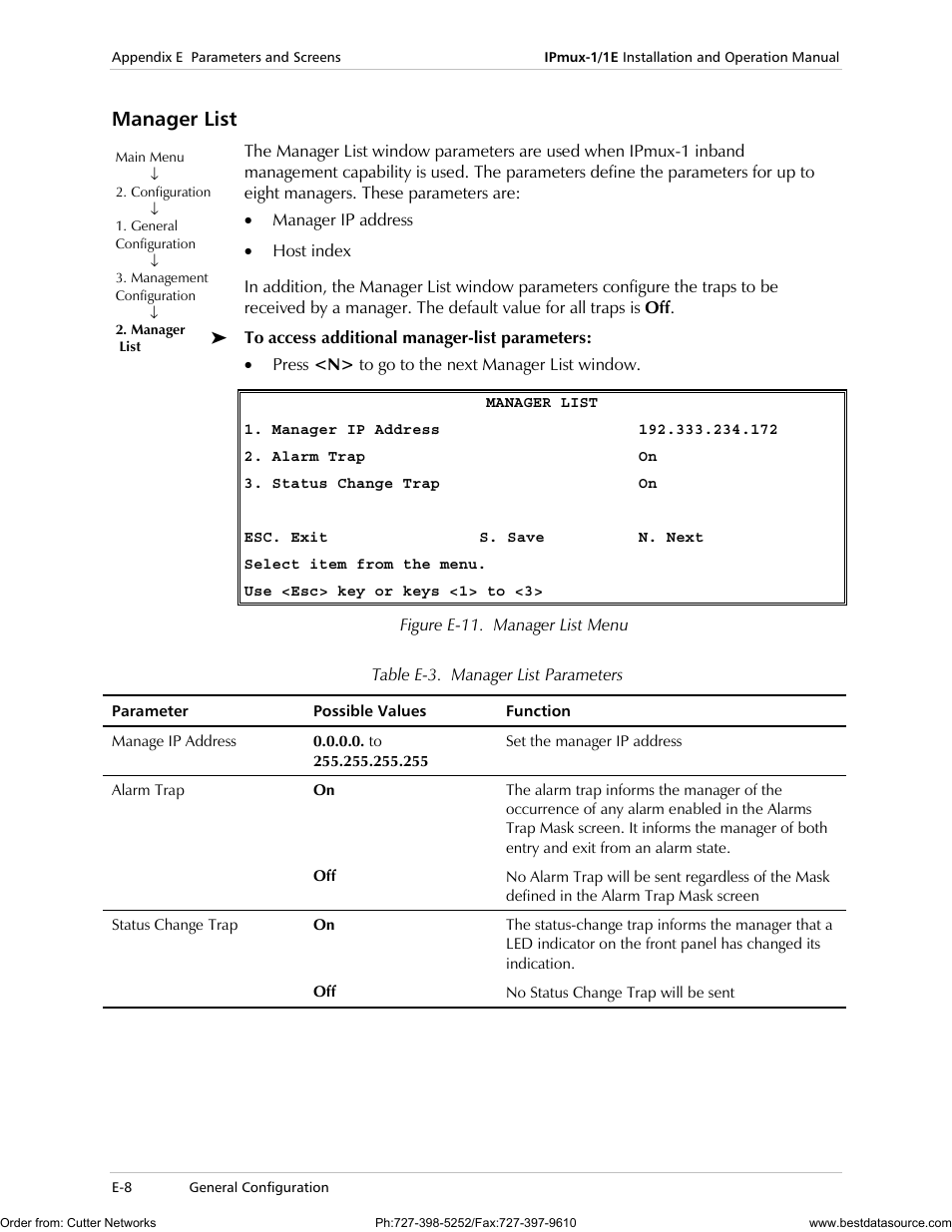 Manager list | RAD Data comm IPmux-1 User Manual | Page 106 / 143
