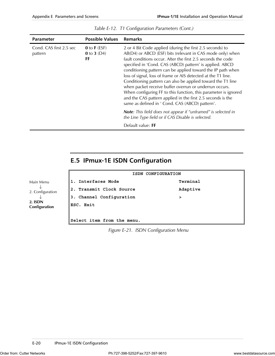 Ipmux-1e isdn configuration, E.5 ipmux-1e isdn configuration | RAD Data comm IPmux-1 User Manual | Page 118 / 143