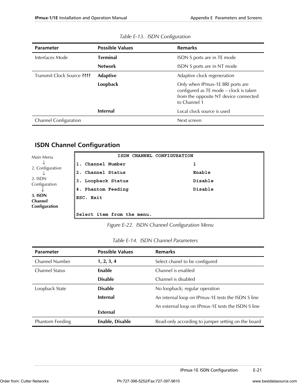 Isdn channel configuration | RAD Data comm IPmux-1 User Manual | Page 119 / 143