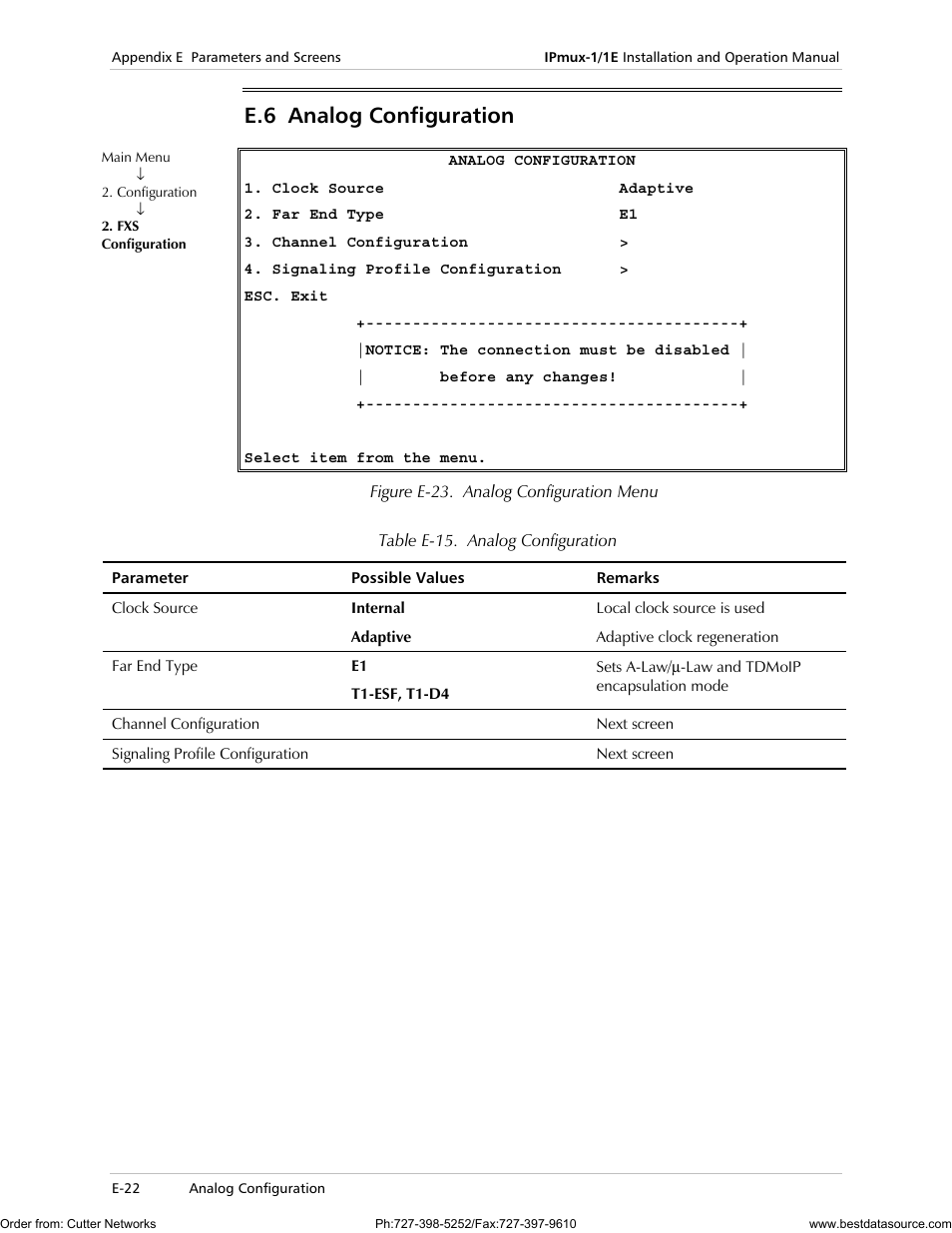 Analog configuration, E.6 analog configuration | RAD Data comm IPmux-1 User Manual | Page 120 / 143