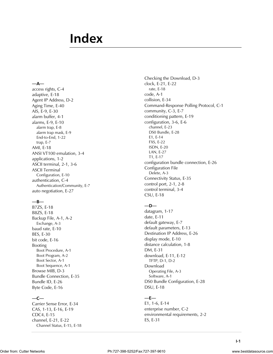 Index | RAD Data comm IPmux-1 User Manual | Page 139 / 143