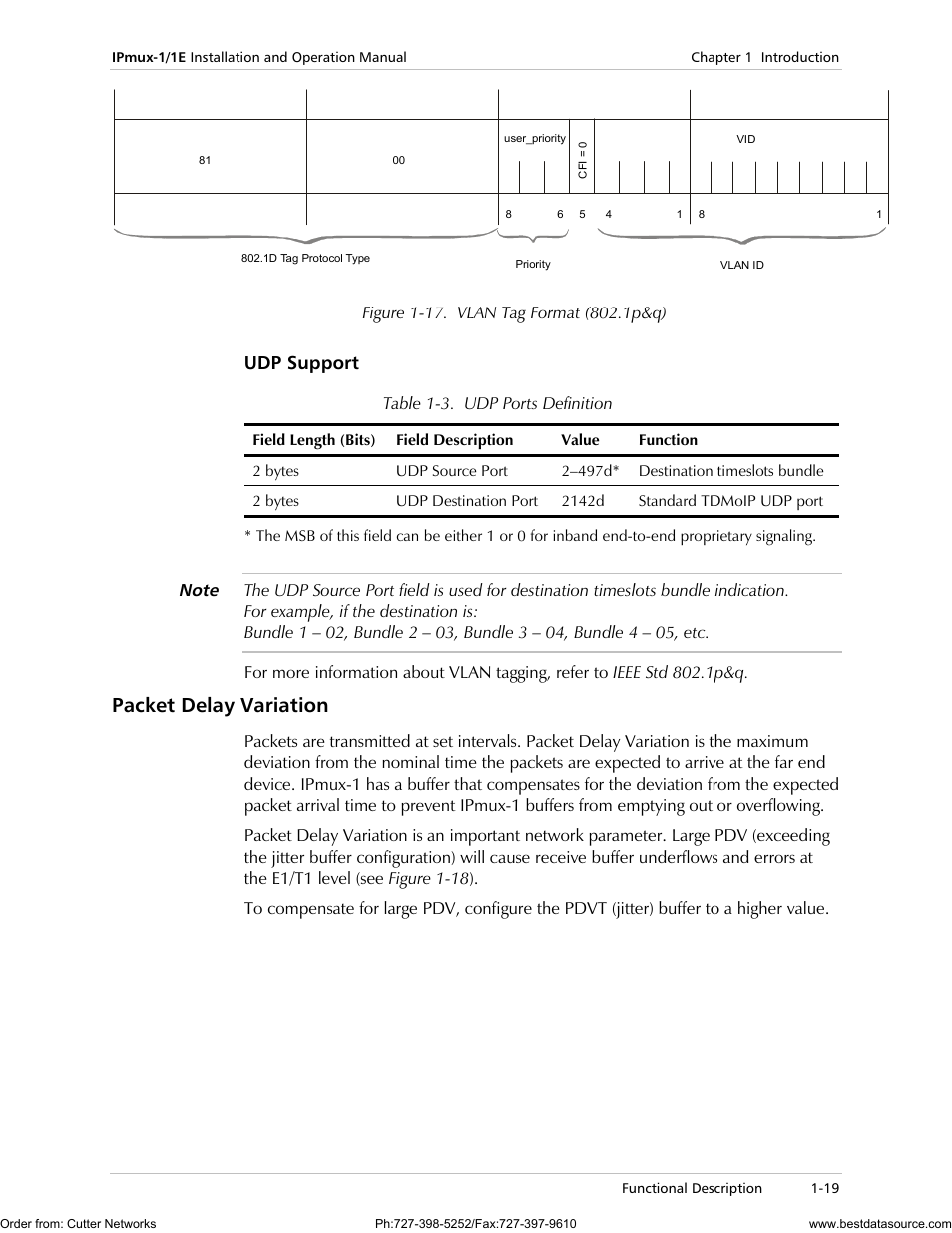 Udp support, Packet delay variation | RAD Data comm IPmux-1 User Manual | Page 27 / 143