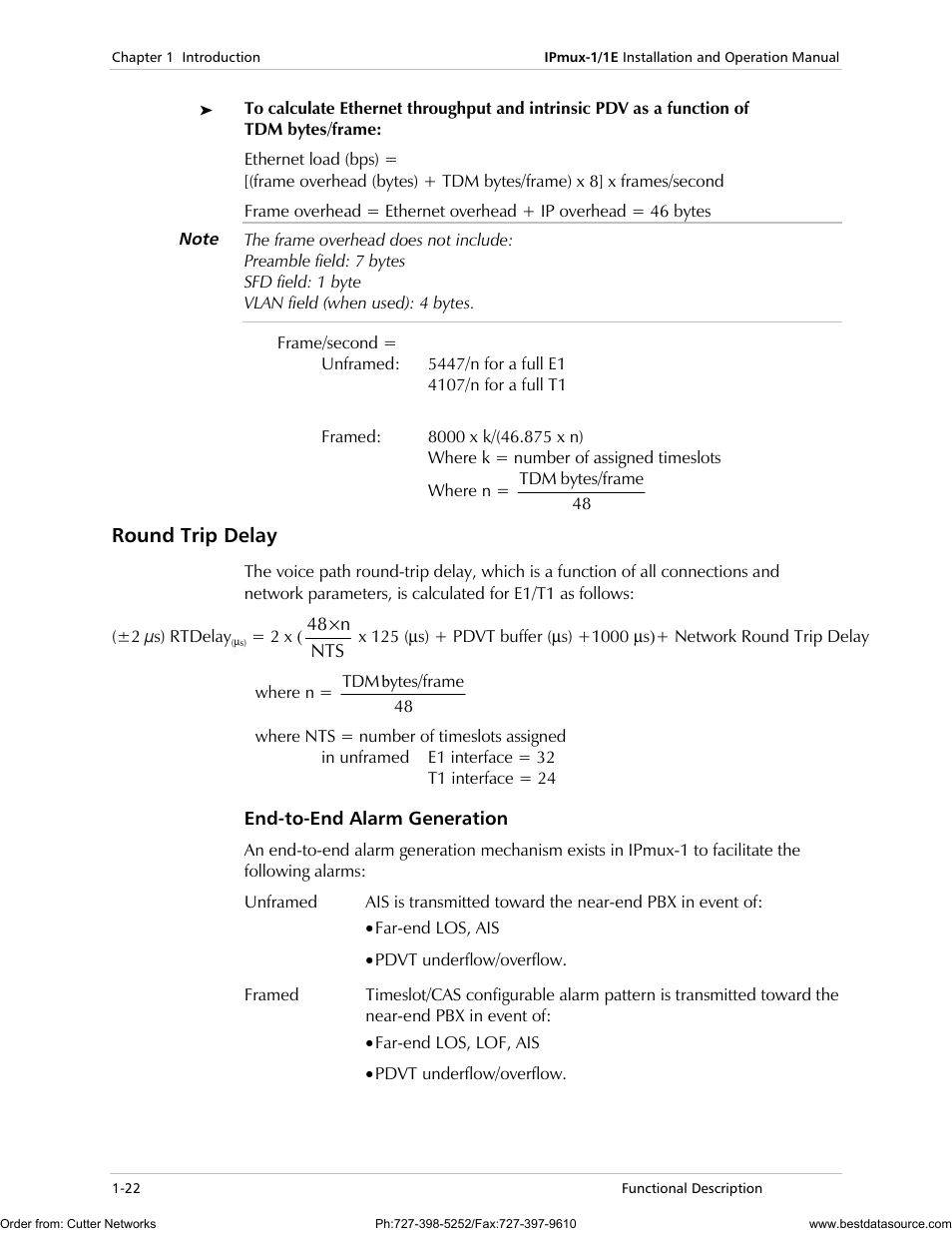 Round trip delay, End-to-end alarm generation | RAD Data comm IPmux-1 User Manual | Page 30 / 143