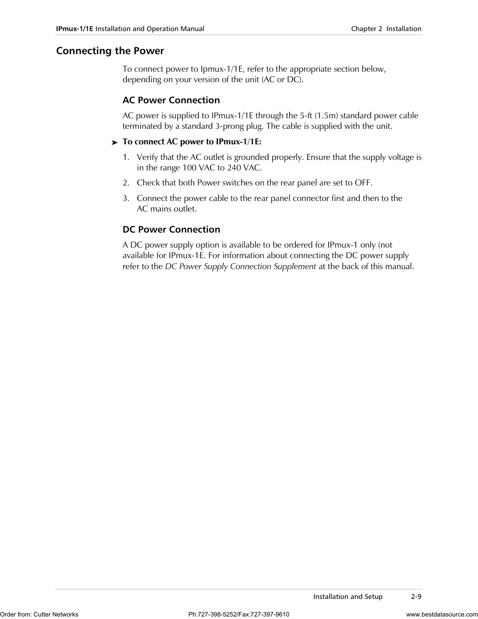 Connecting the power | RAD Data comm IPmux-1 User Manual | Page 45 / 143