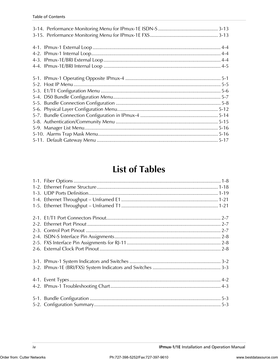 List of tables | RAD Data comm IPmux-1 User Manual | Page 8 / 143