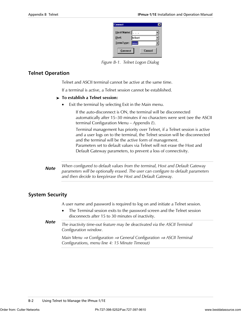 Telnet operation, System security | RAD Data comm IPmux-1 User Manual | Page 90 / 143