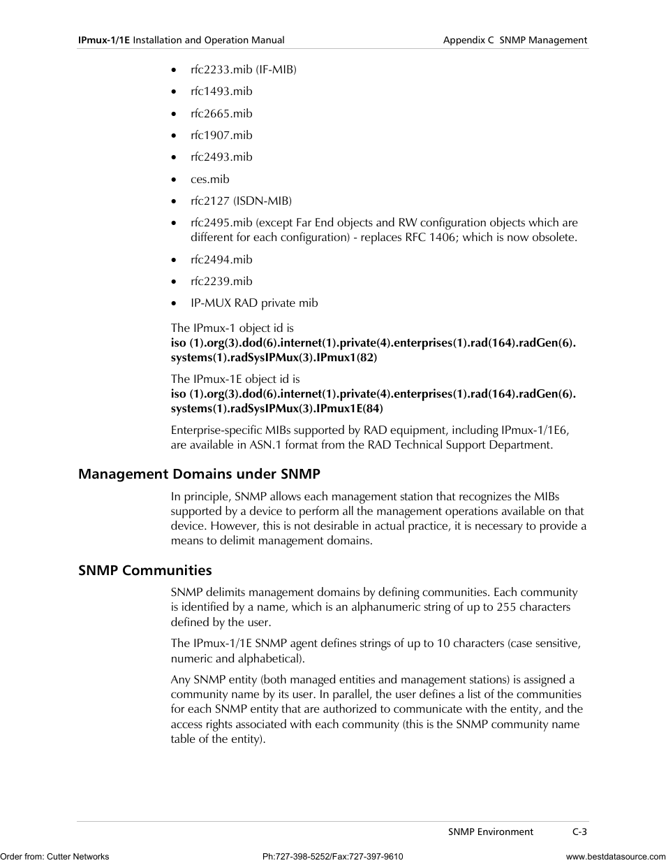 Management domains under snmp, Snmp communities | RAD Data comm IPmux-1 User Manual | Page 93 / 143