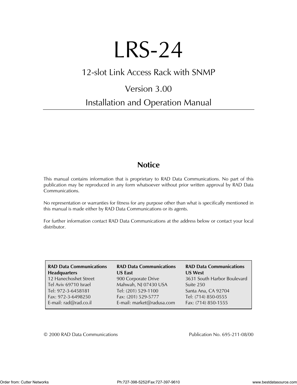 RAD Data comm LRS-24 User Manual | 150 pages