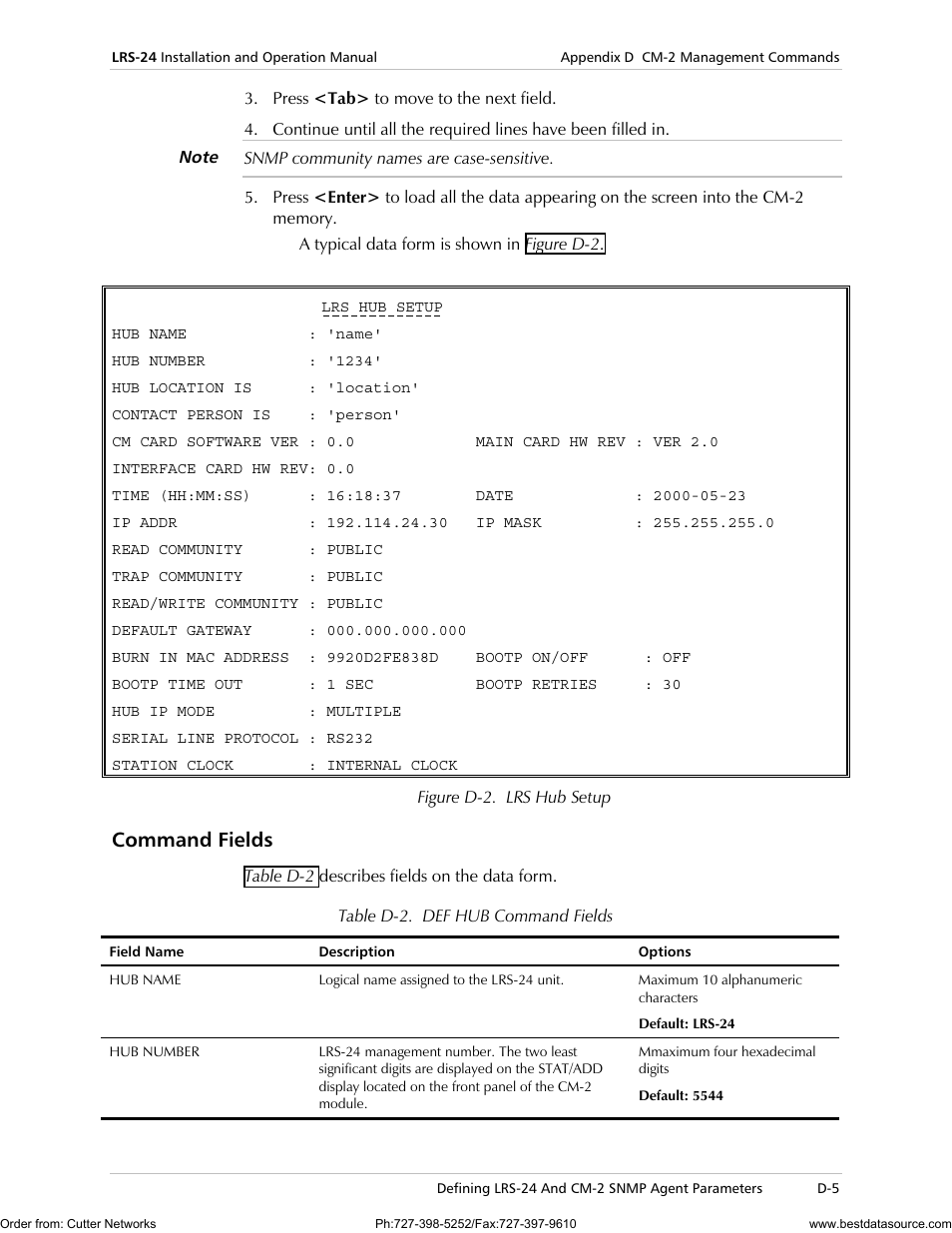 Command fields | RAD Data comm LRS-24 User Manual | Page 107 / 150