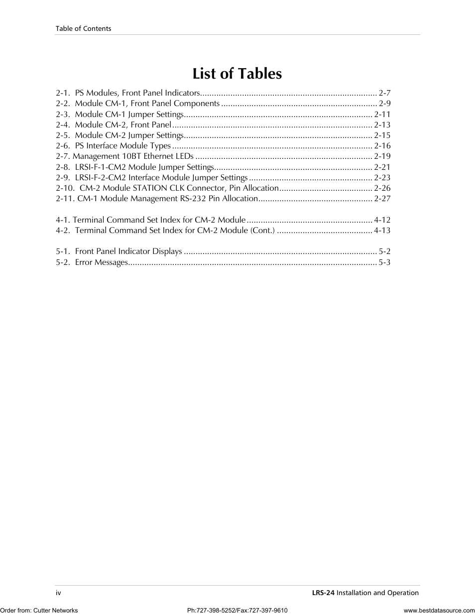 List of tables | RAD Data comm LRS-24 User Manual | Page 12 / 150