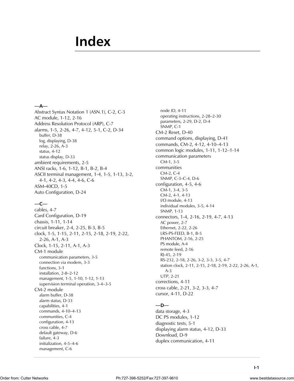 Index | RAD Data comm LRS-24 User Manual | Page 147 / 150