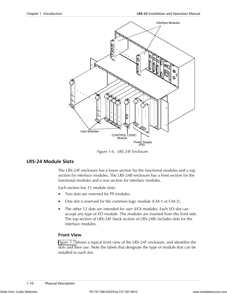 Lrs-24 module slots, Front view | RAD Data comm LRS-24 User Manual | Page 22 / 150