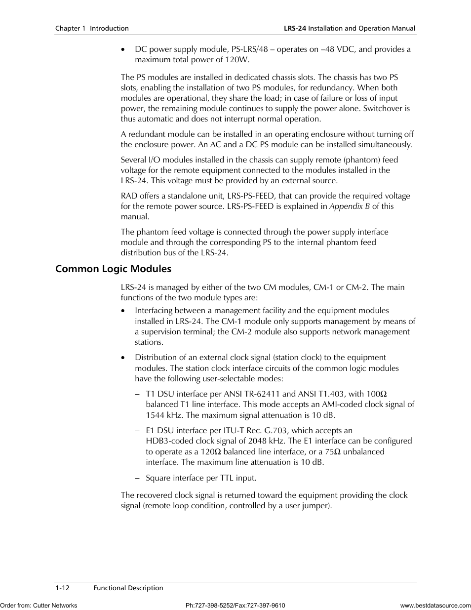 Common logic modules | RAD Data comm LRS-24 User Manual | Page 24 / 150