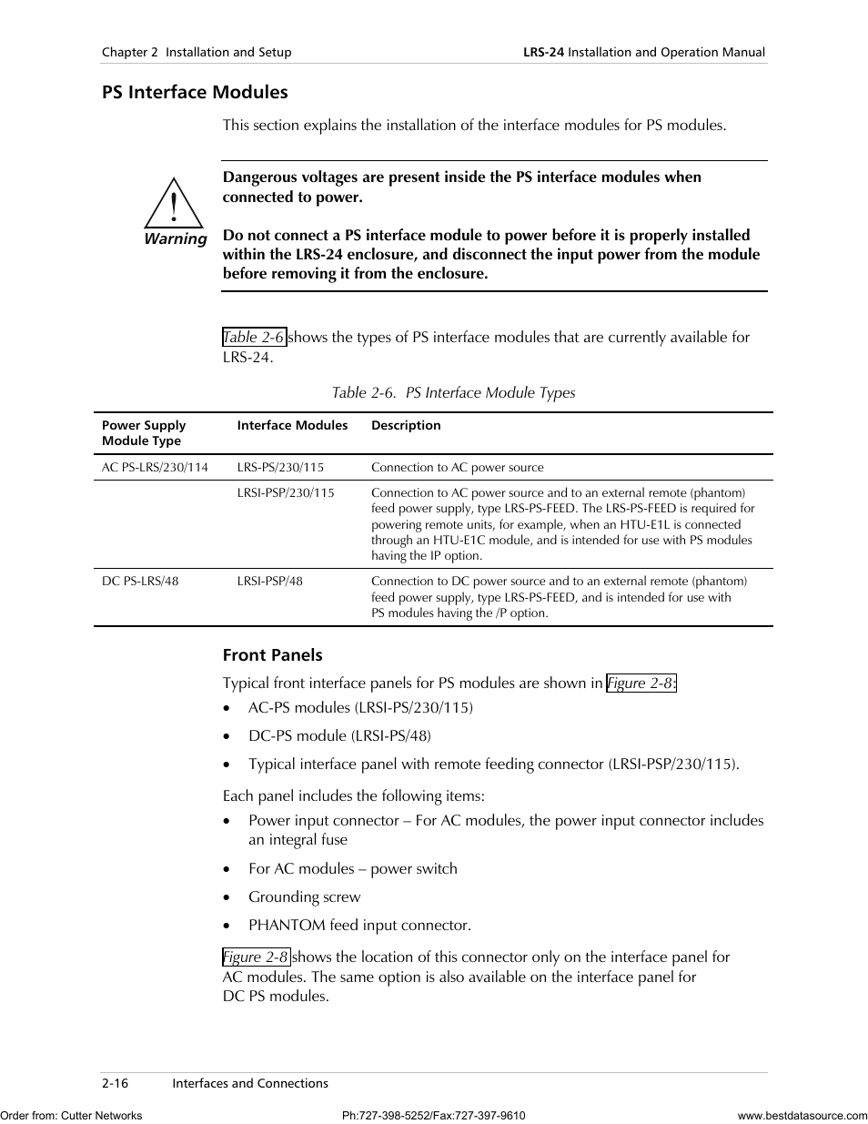 Ps interface modules | RAD Data comm LRS-24 User Manual | Page 44 / 150