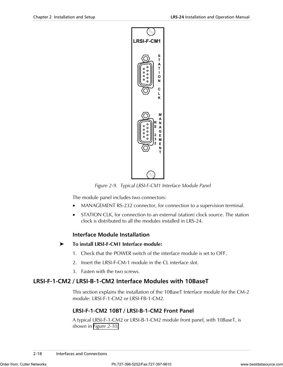 Interface module installation | RAD Data comm LRS-24 User Manual | Page 46 / 150