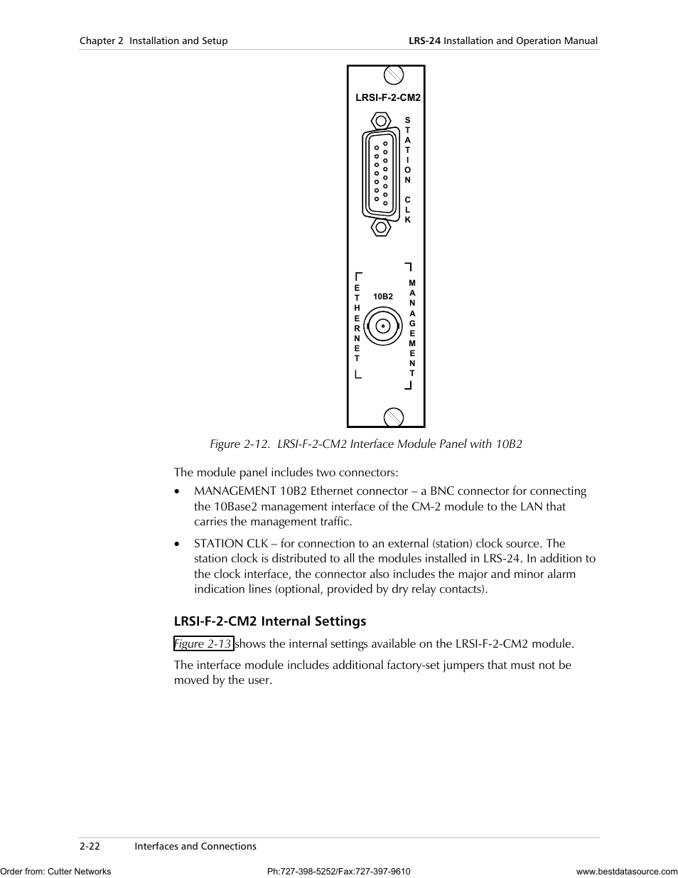 N in figure 2-12, Lrsi-f-2-cm2 internal settings | RAD Data comm LRS-24 User Manual | Page 50 / 150