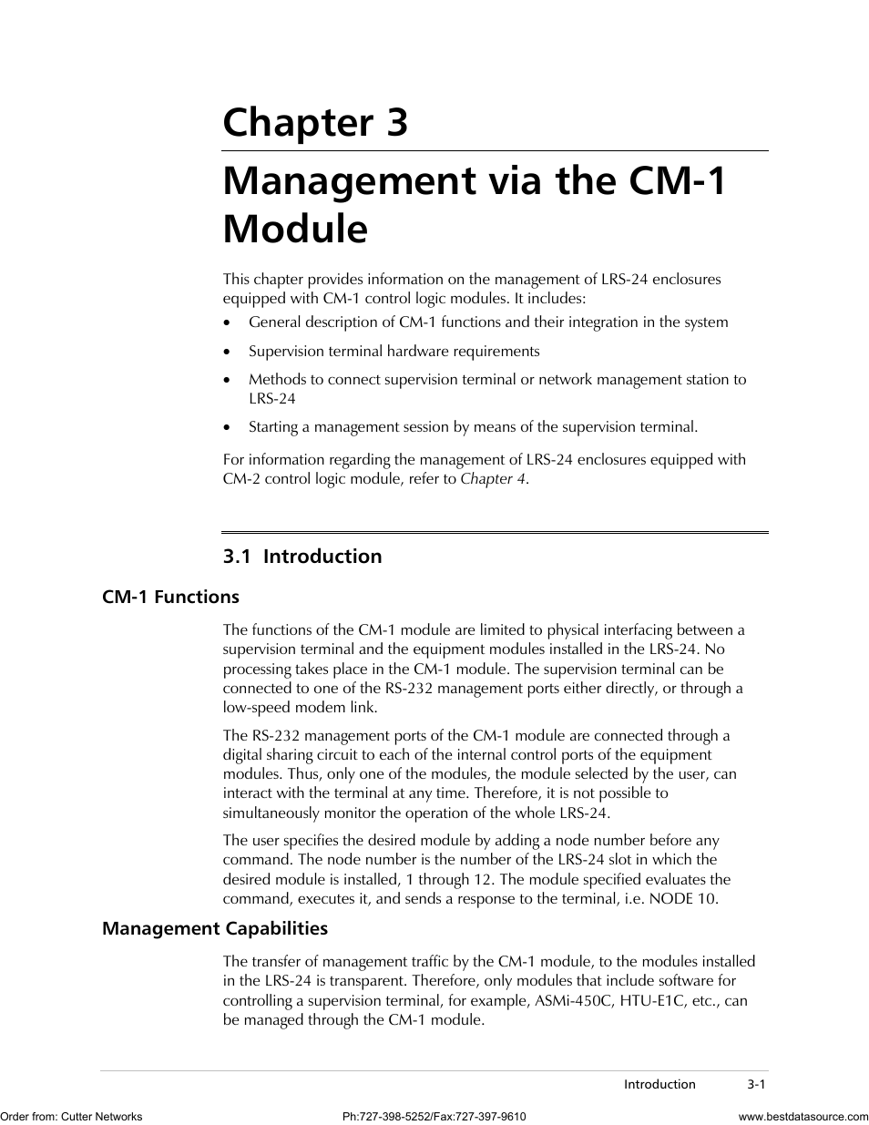 Management via the cm-1 module, Chapter 3 management via the cm-1 module | RAD Data comm LRS-24 User Manual | Page 59 / 150