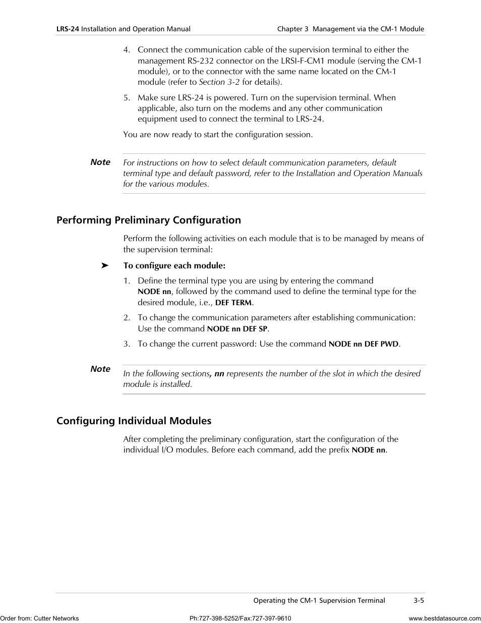 Performing preliminary configuration, Configuring individual modules | RAD Data comm LRS-24 User Manual | Page 63 / 150