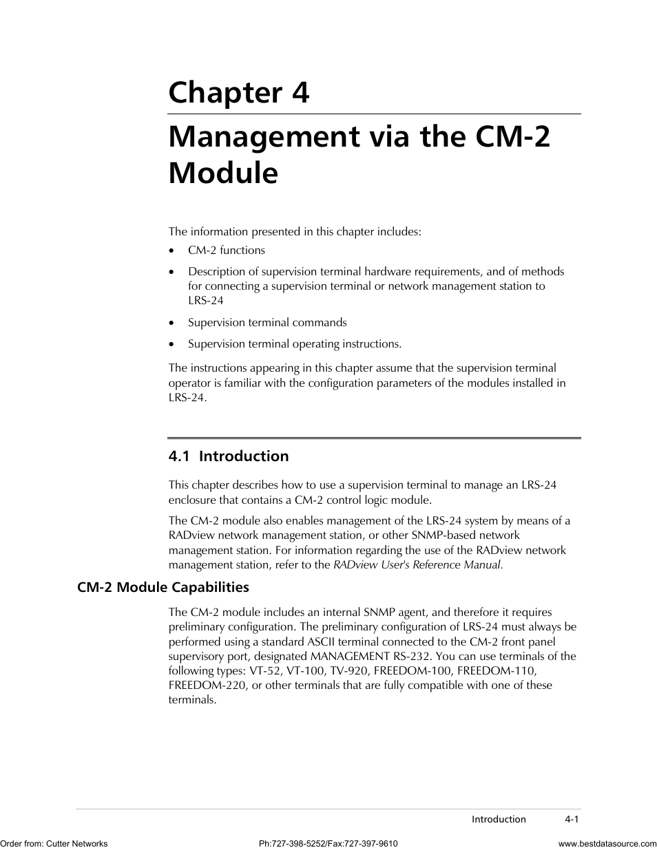 Management via the cm-2 module, Chapter 4 management via the cm-2 module | RAD Data comm LRS-24 User Manual | Page 65 / 150